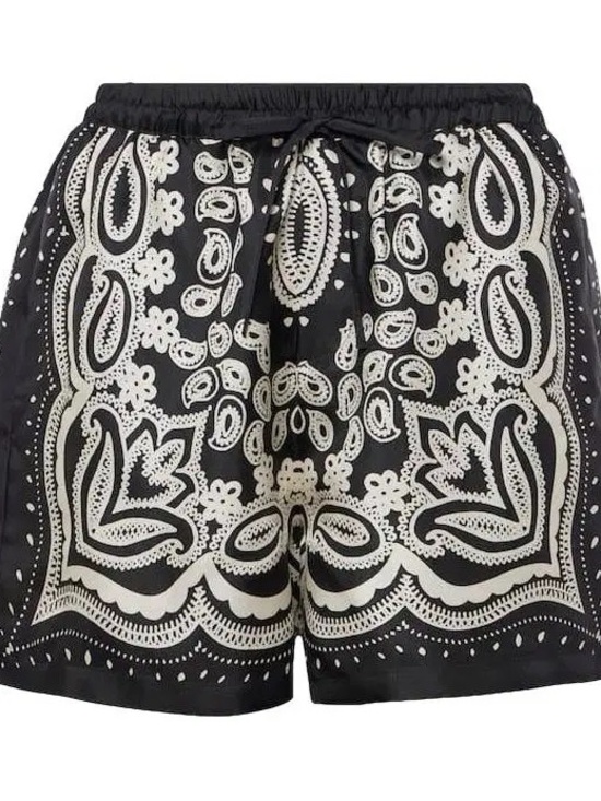 Nili Lotan Pants - Nili Lotan Black & White Paisley Women’s Shorts